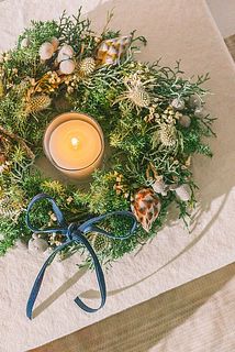 ナチュラルグリーンのリースキット(キャンドル付き)