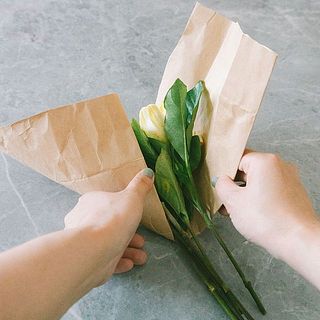 俯きやすいので、紙などで花の部分を巻いてから水揚げを。