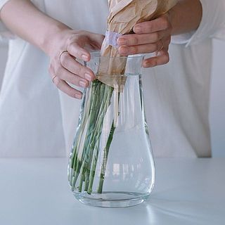 たっぷりの水で水揚げしてあげてくださいね！水圧で水がお花に届きます。