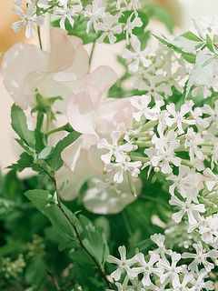 サクラコマチ、スイートピーなど優しい桜色の小花が可憐です。