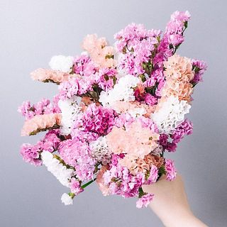 ピンク、白、オレンジの組み合わせも。内容は毎回異なりますのでお楽しみに。