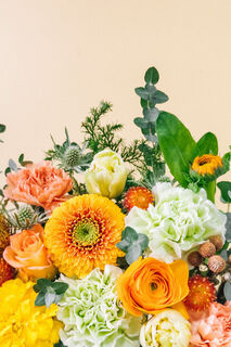 オレンジとグリーンのおまかせブーケ