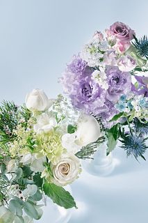 【2BUY10%OFF】ホワイトグリーンとパープルの涼感ブーケ（2束セット）