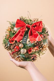 ナチュラルリース「フォレストレッドリボン」