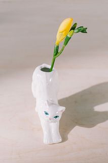 白ネコの一輪挿し