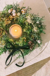 ナチュラルグリーンのリースキット（キャンドル付き）