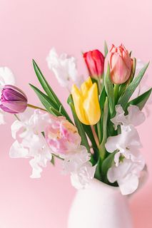 チューリップとホワイトスイートピーのおまかせ