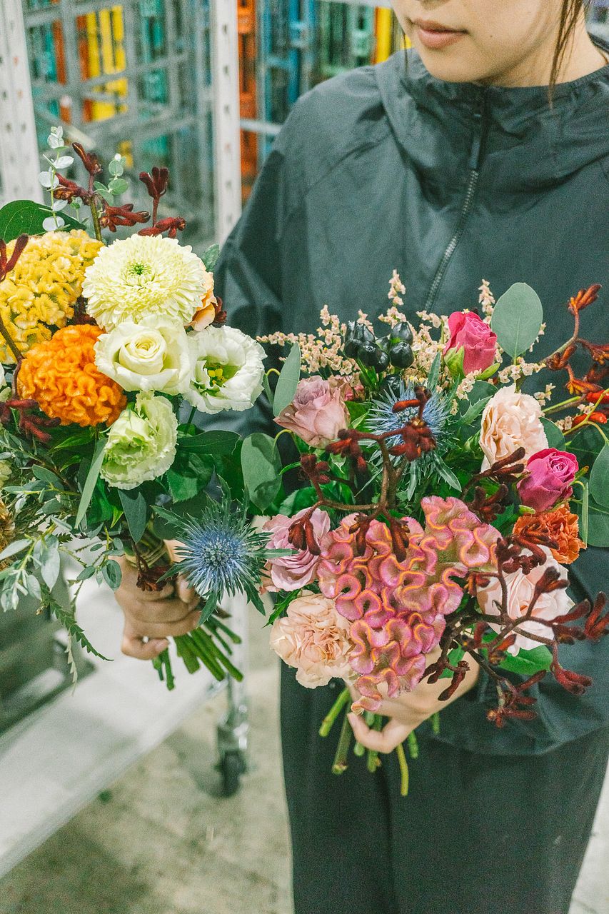 持ち手付き横長リース♡ブルーのバラとデルフィニウム acorn-style_17943