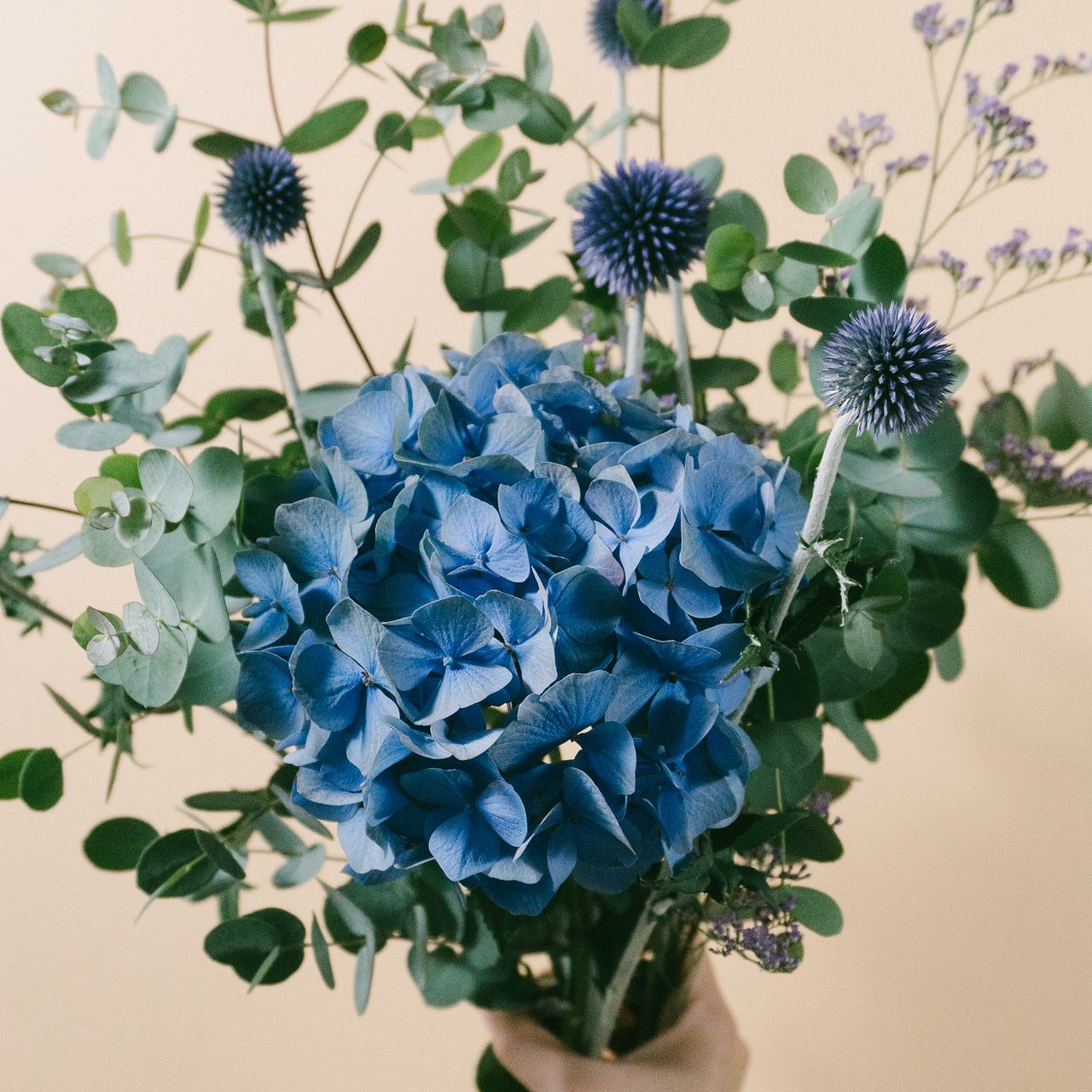 夏☀︎SALE！アンティーク紫陽花のsummerリース　ルリタマアザミ アンティークブルーの紫陽花