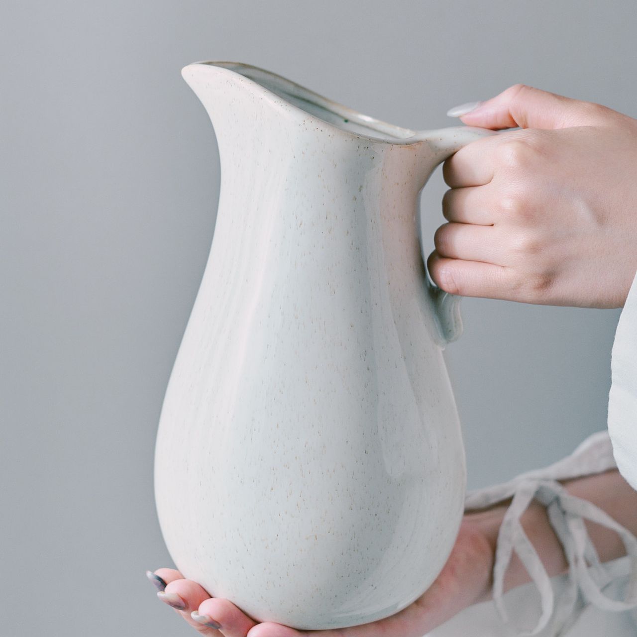 THE NEIGHBRORSホワイト陶器のテクスチャー花瓶 花瓶 大きい 陶器 白 壺型 空木 M 直径27cm おしゃれ フラワーベース